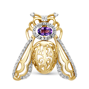 Подвеска из красного золота с аметистом