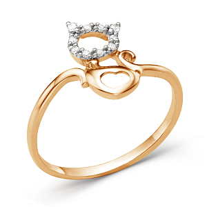 Кольцо из красного золота с фианитами