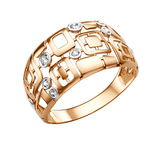 Кольцо из красного золота с фианитами