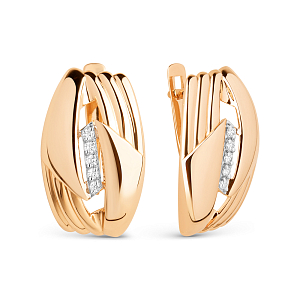 Серьги из красного золота с фианитами