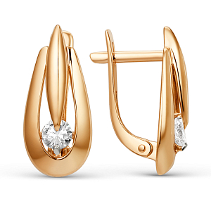 Серьги из красного золота с фианитами