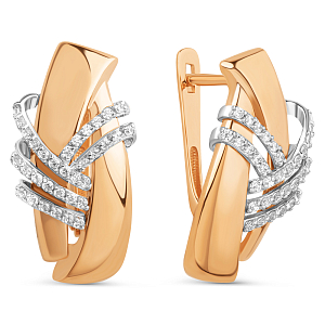 Серьги из красного золота с фианитами