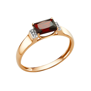 Кольцо из красного золота с гранатом