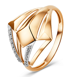 Кольцо из красного золота с фианитами