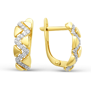 Серьги из желтого золота с фианитами