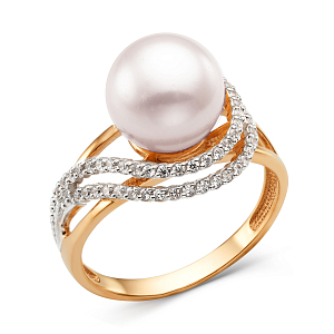 Кольцо из красного золота с фианитами