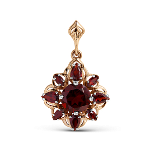 Подвеска из красного золота с гранатами