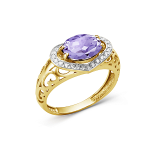 Кольцо из желтого золота с аметистом