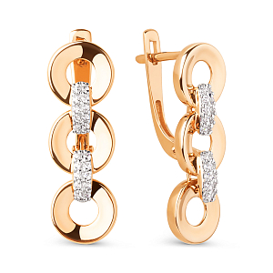 Серьги из красного золота с фианитами