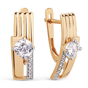 Серьги из красного золота с фианитами