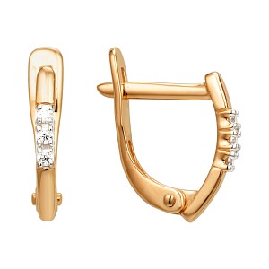 Серьги из красного золота с фианитами