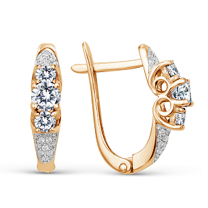 Серьги из красного золота с фианитами