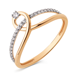 Кольцо из красного золота с фианитами