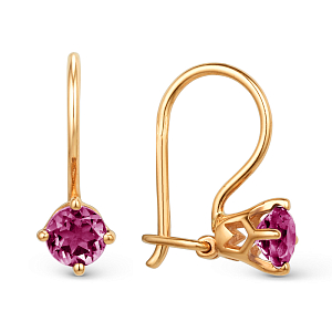 Серьги детские из красного золота с корундами