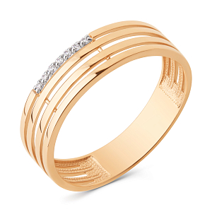 Кольцо из красного золота с фианитами