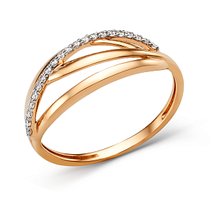 Кольцо из красного золота с фианитами