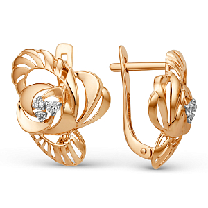 Серьги из красного золота с фианитами