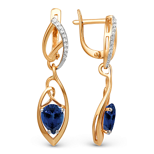 Серьги из красного золота с корундами