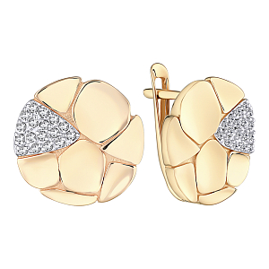 Серьги из красного золота с фианитами