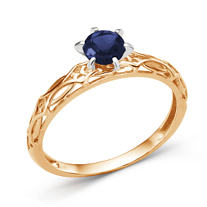 Кольцо из красного золота с корундом