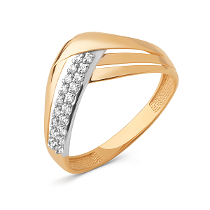 Кольцо из красного золота с фианитами