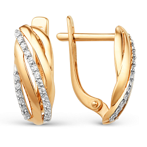 Серьги из красного золота с фианитами