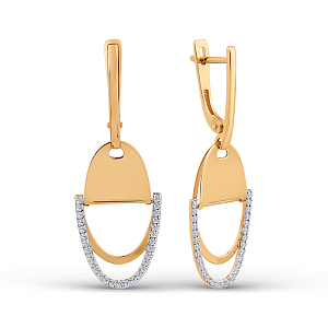 Серьги из красного золота с фианитами