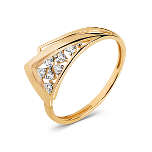 Кольцо из красного золота с фианитами