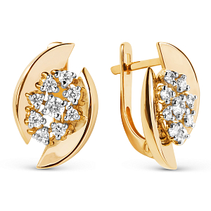 Серьги из красного золота с фианитами