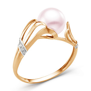 Кольцо из красного золота с фианитами