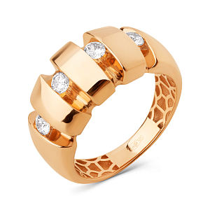 Кольцо из красного золота с фианитами