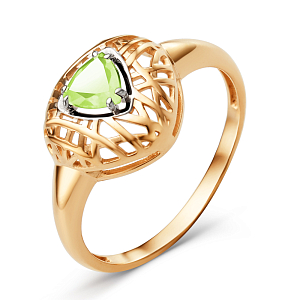 Кольцо из красного золота с хризолитом