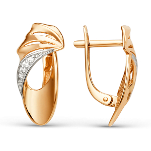 Серьги из красного золота с фианитами