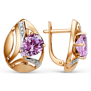 Серьги из красного золота с аметистами