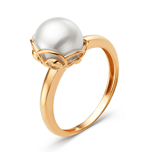 Кольцо из красного золота с жемчугом