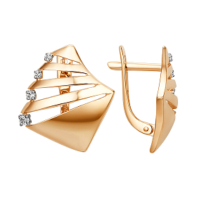 Серьги из красного золота с фианитами