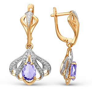 Серьги из красного золота с аметистами