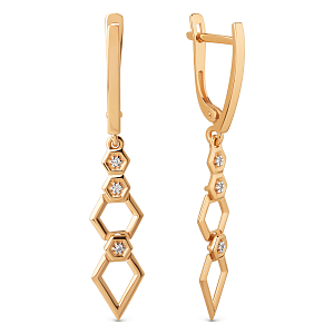 Серьги из красного золота с фианитами