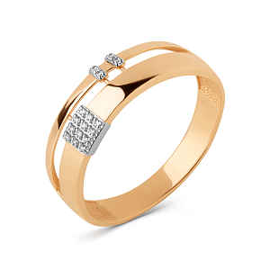 Кольцо из красного золота с фианитами