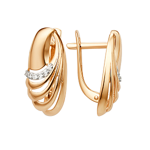 Серьги из красного золота с фианитами