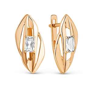 Серьги из красного золота с фианитами