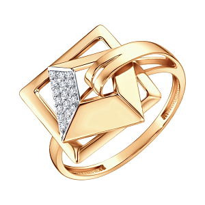 Кольцо из красного золота с фианитами