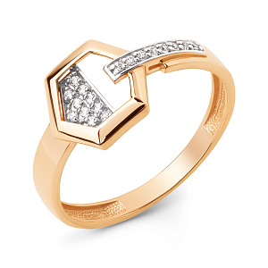 Кольцо из красного золота с фианитами