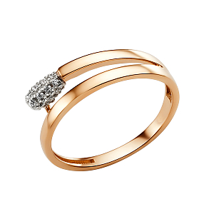 Кольцо из красного золота с фианитами