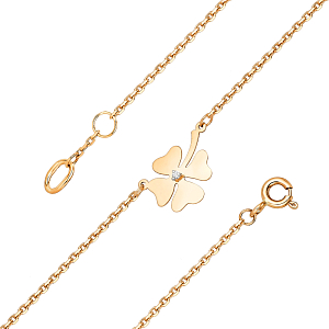 Браслет из красного золота с фианитом