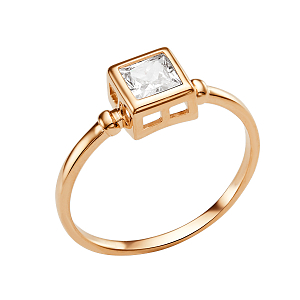 Кольцо из красного золота с фианитом