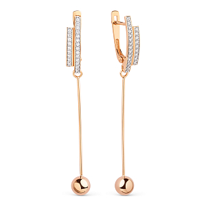 Серьги из красного золота с фианитами