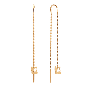 Серьги продевки из красного золота