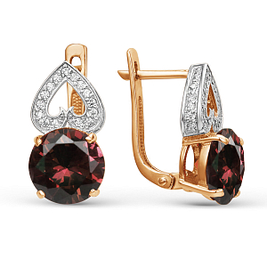 Серьги из красного золота с гранатами