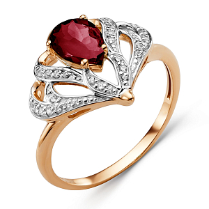 Кольцо из красного золота с гранатом